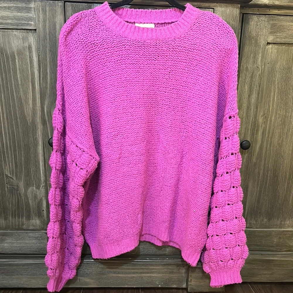 Cozy oversized Knit Sweater in Vibrant Pink (bought from boutique) - Picture 1 of 1